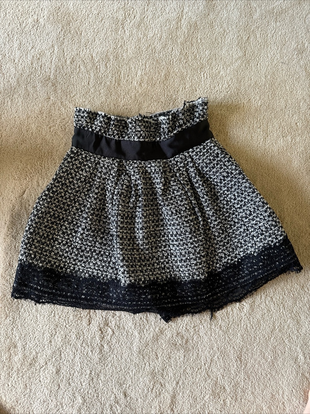 Faith Connexion Black and White Tweed Skort with Lace Hem